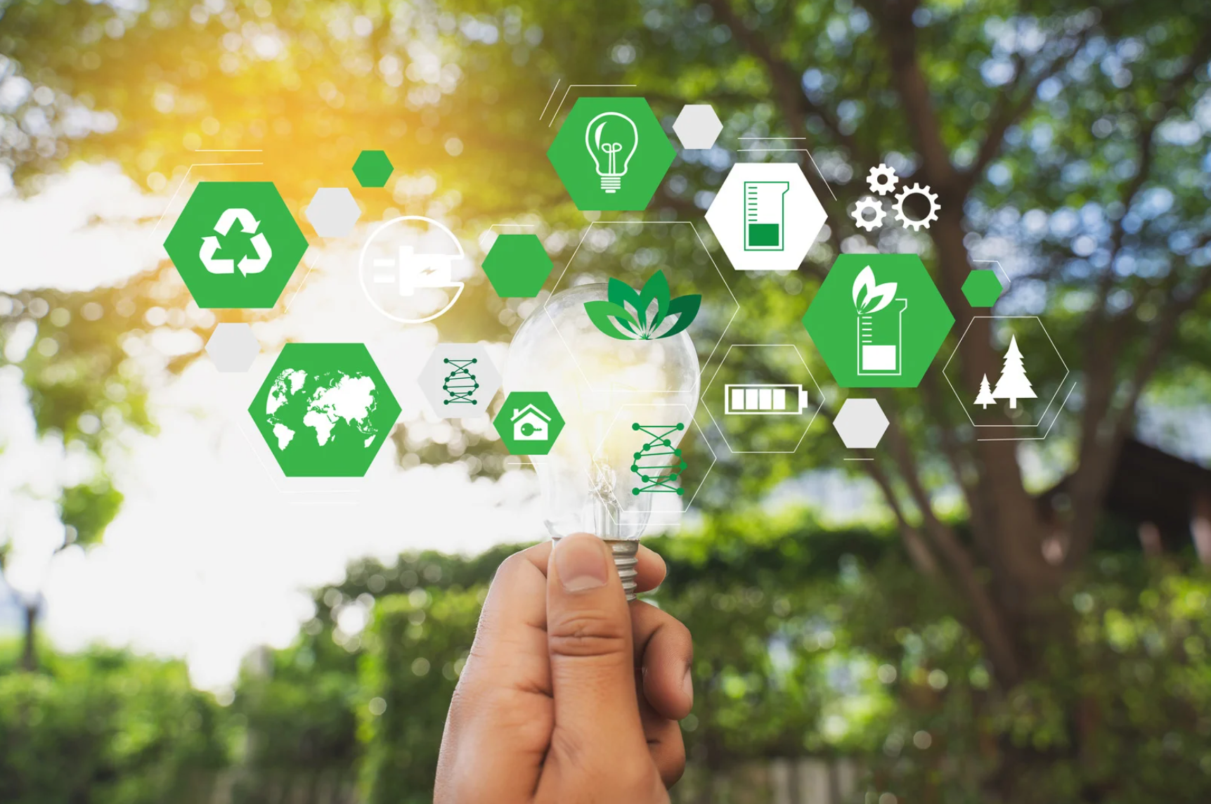 RFID card with sustainability and technology icons