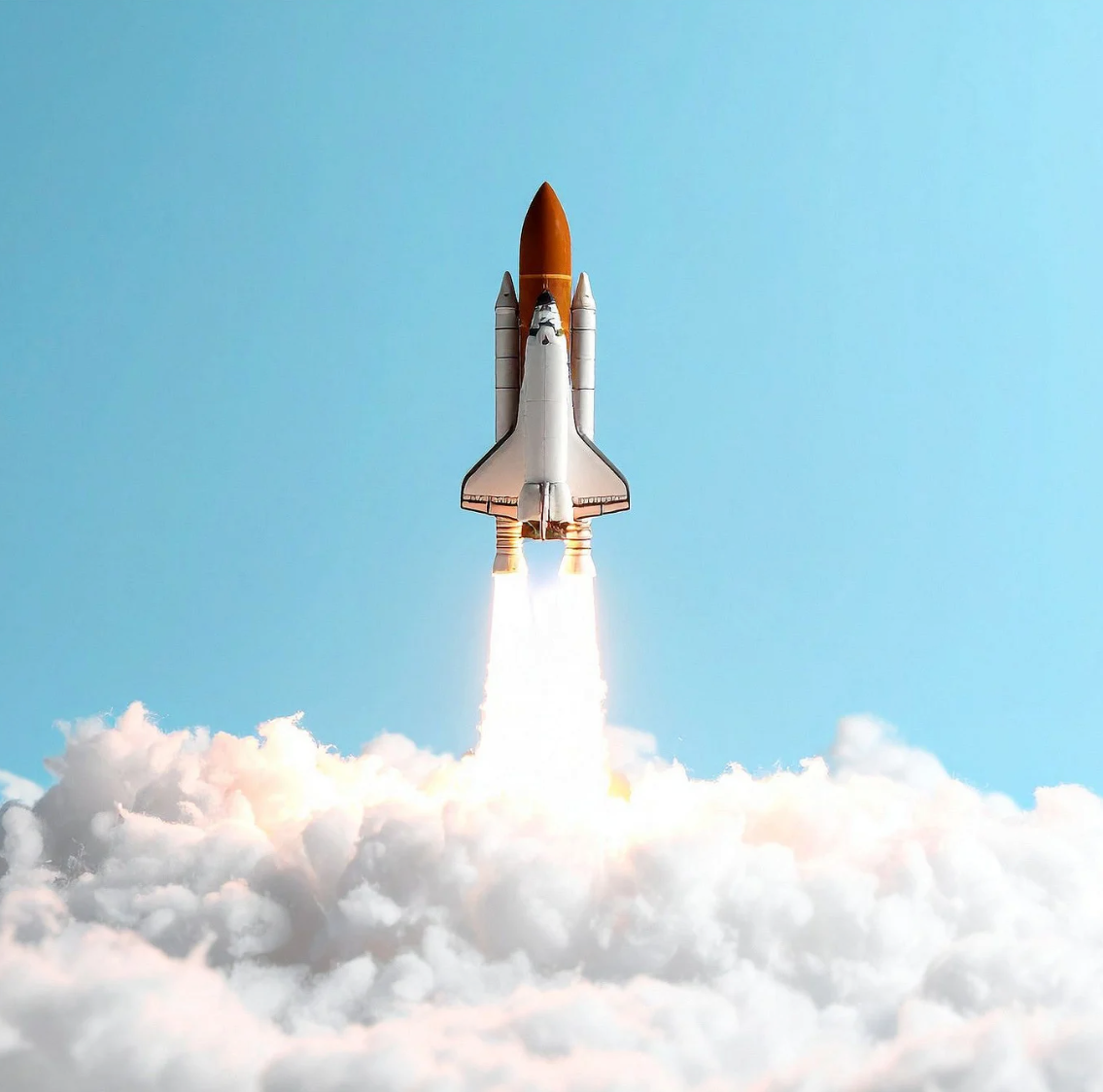 Rocket launching into the sky representing growth and innovation